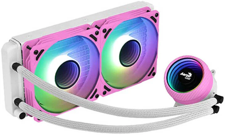 خنک کننده مایع پردازنده Aero Cool Mirage L240 240mm ARGB، طراحی آینه بی نهایت RGB، 2 عدد فن 120 میلی متری با بلبرینگ هیدرولیک، سرعت تا 1800 دور در دقیقه، جریان هوای 72.2 CFM، عمر مفید 60000 ساعت، صورتی | AC-MIRAGE-L240-PK