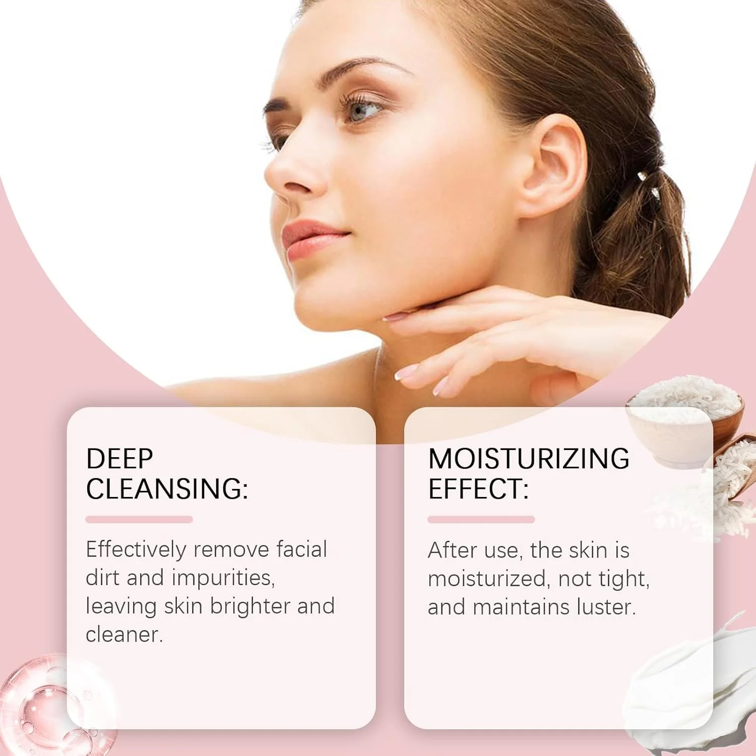 شوینده صورت برنج، شوینده صورت روشن کننده و کف کننده، شوینده فوم برنج مراقبت روزانه، شوینده عمیق صورت، لایه برداری ملایم و مرطوب کننده، مناسب برای انواع پوست