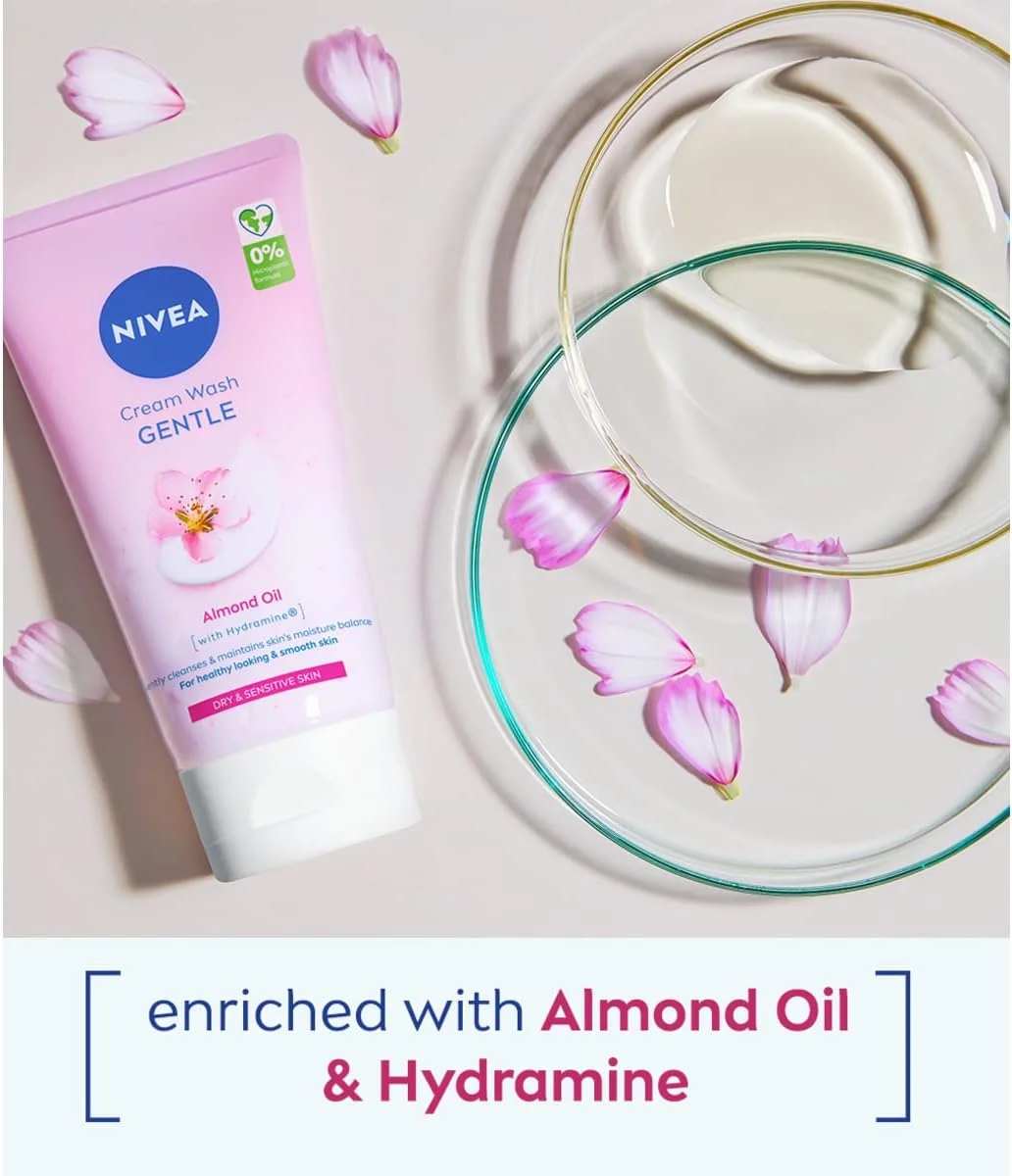 کرم شستشوی ملایم صورت نیوآ (150 میلی لیتر)، پاک کننده صورت با روغن بادام و هیدرامین، به آرامی پوست را تمیز می کند و پوستی صاف و سالم به ارمغان می آورد، شستشوی صورت برای پوست های خشک و حساس