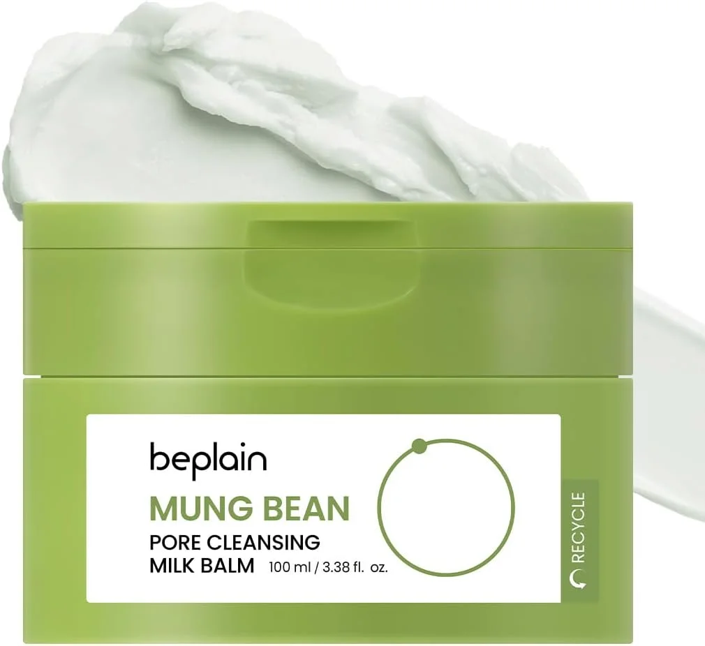 بالم پاک کننده شیر پاک کن منافذ پوست با عصاره ماش beplain (100 میلی لیتر) | بدون رایحه | پاک کننده آرایش کره ای برای پوست حساس | بافت غیر چرب سوربتی با سرامیدها | پاک کننده صورت همه کاره