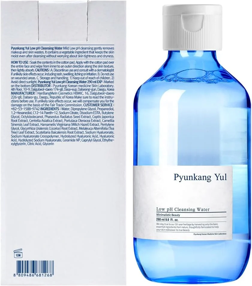 پاک کننده ملایم صورت پیونکانگ یول با pH پایین - پاک کننده آرایش صورت حاوی فندق افسونگر و AHA - حاوی سنتلا آسیاتیکا، عصاره درخت چای و مواد طبیعی تسکین دهنده - آب میسلار هیالورونیک سرامید 289 میلی لیتر