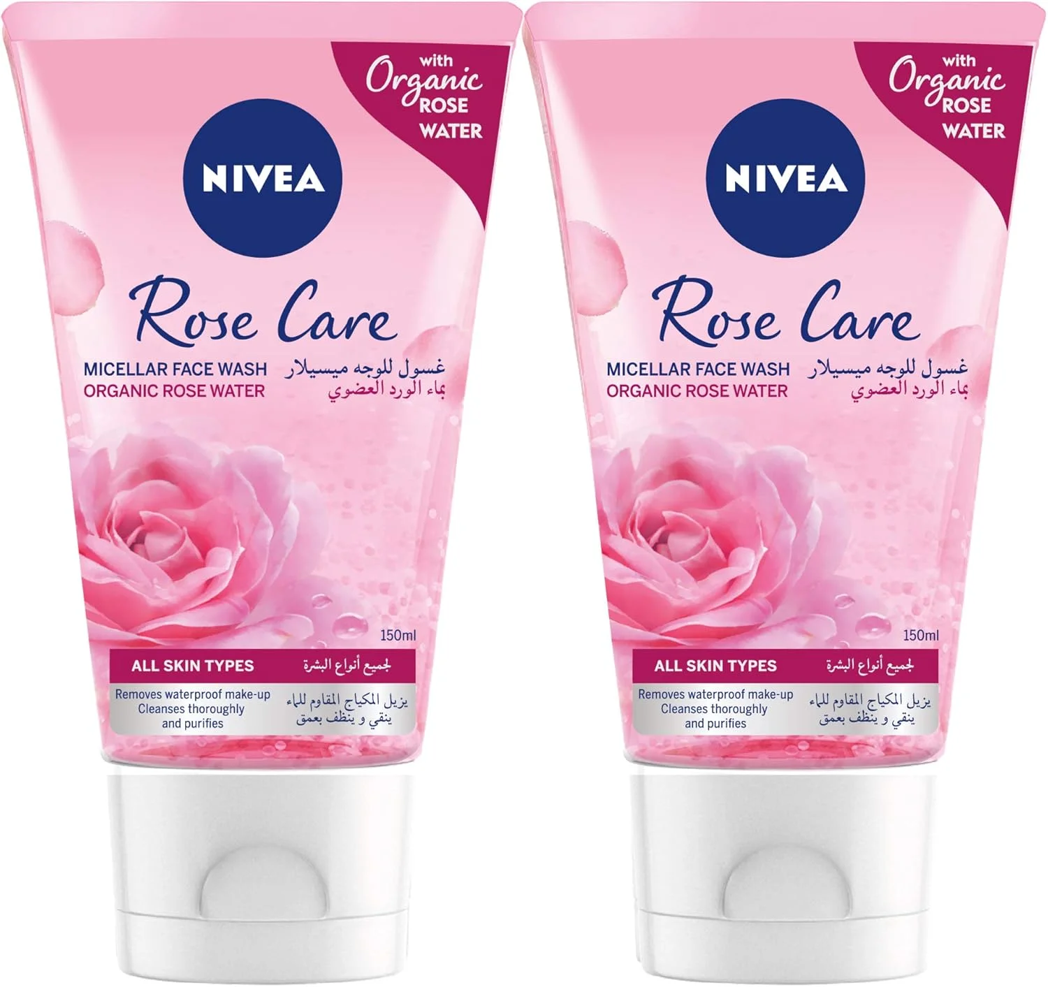 ژل شستشوی صورت میسلار نیوآ، حاوی گل رز ارگانیک، مناسب انواع پوست، 2 عدد 150 میلی لیتر