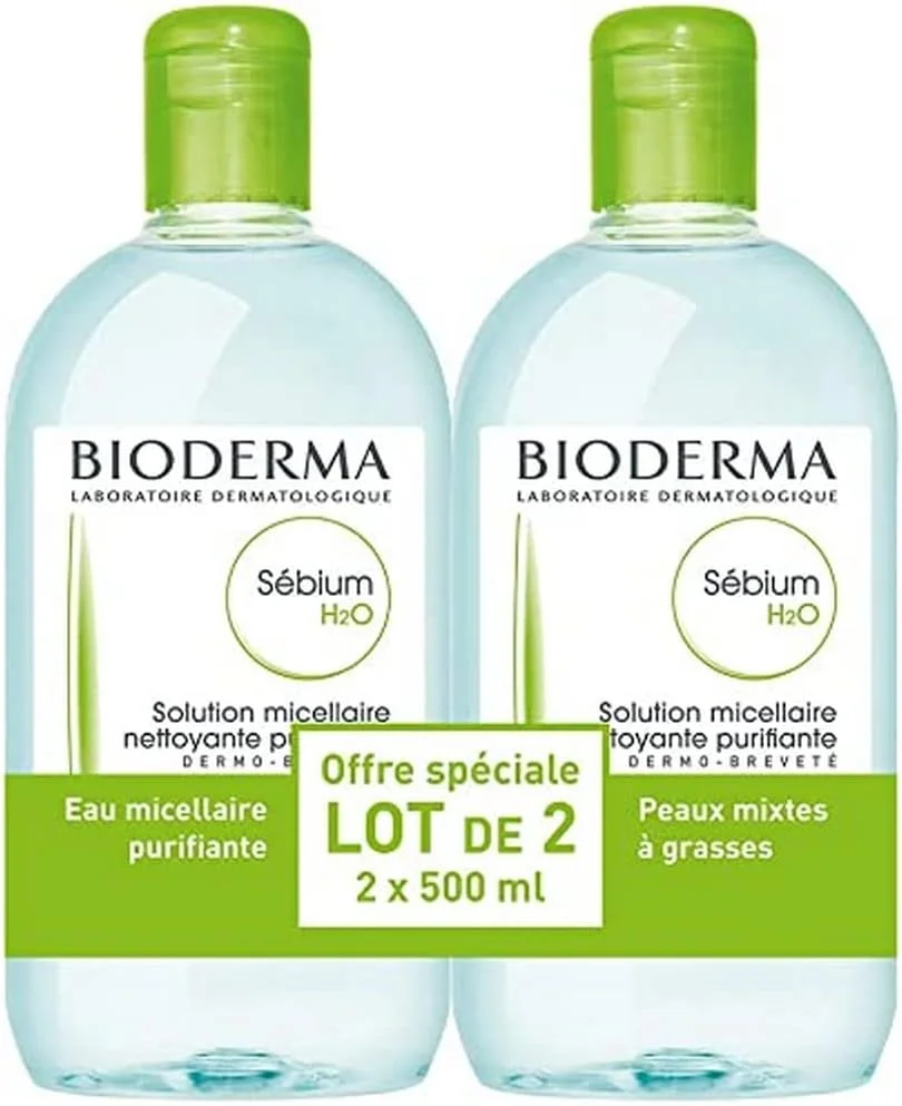 محلول میسلار بایودرما سبیوم H2O، 2 عدد 500 میلی لیتر