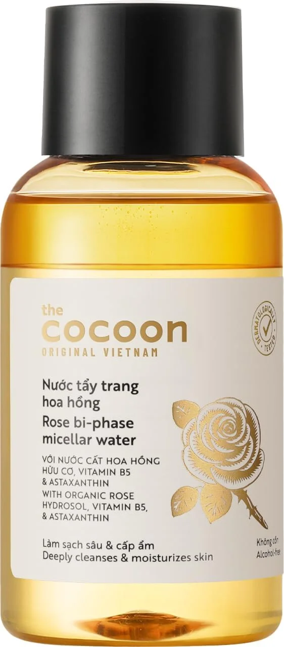 میسلار واتر دوفاز رز ۱۴۰ میلی لیتر - پاک کننده آرایش با هیدروسول رز ارگانیک، ویتامین B5 و آستاگزانتین - پاک کننده آبرسان و ضد پیری برای پوست حساس - وگان، بدون الکل، بدون پارابن