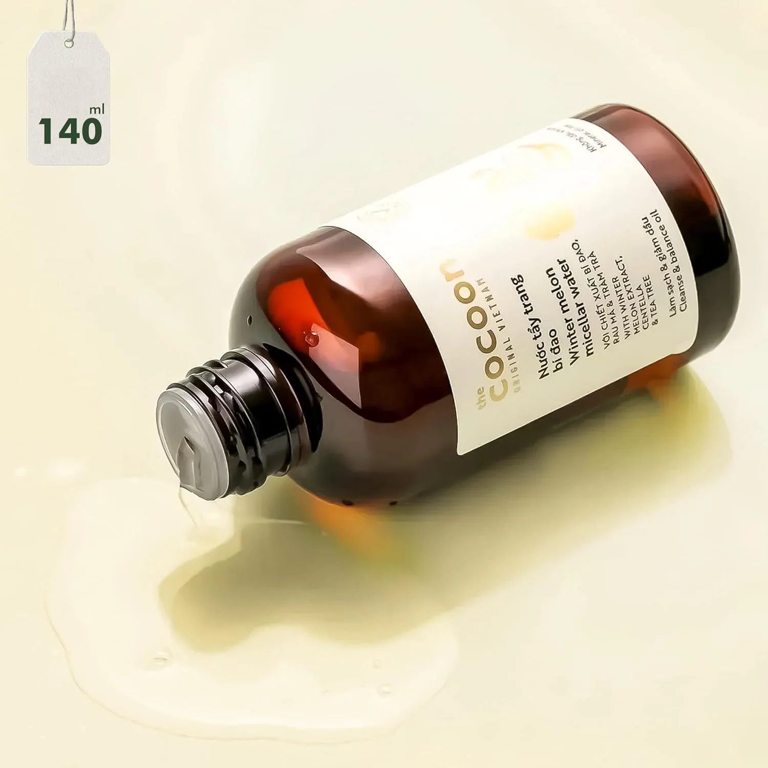 میسلار واتر هندوانه ویتنام کوکون – 140 میلی لیتر | پاک کننده ملایم آرایش و کنترل کننده چربی پوست های چرب و مستعد جوش | فرمول تصفیه کننده منافذ، غیر چرب و بدون الکل