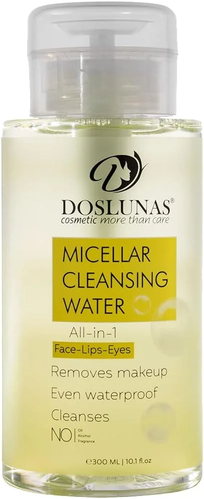 دوس لوناس، پاک کننده آرایش، میسلار واتر پاک کننده همه کاره، مناسب انواع پوست با پمپ زرد 300 میلی لیتر