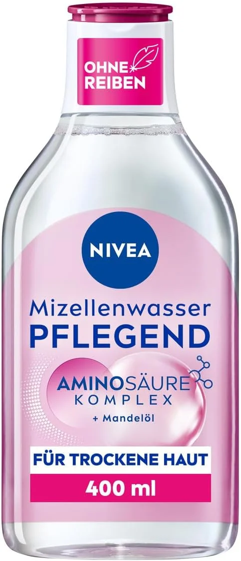 آب پاک کننده میسلار مغذی نیوآ، تونر صورت برای پوست خشک با روغن بادام و کمپلکس آمینو اسید، آب پاک کننده میسلار مرطوب کننده، پاک کننده ملایم صورت (400 میلی لیتر)