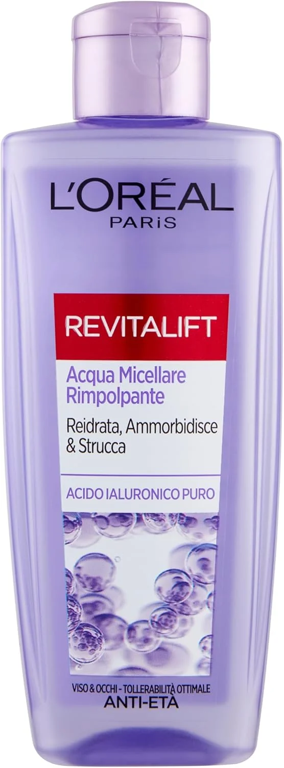 میسلار واتر حجم دهنده لورال پاریس Revitalift Filler، پاک کننده ضد پیری با اسید هیالورونیک خالص، 200 میلی لیتر