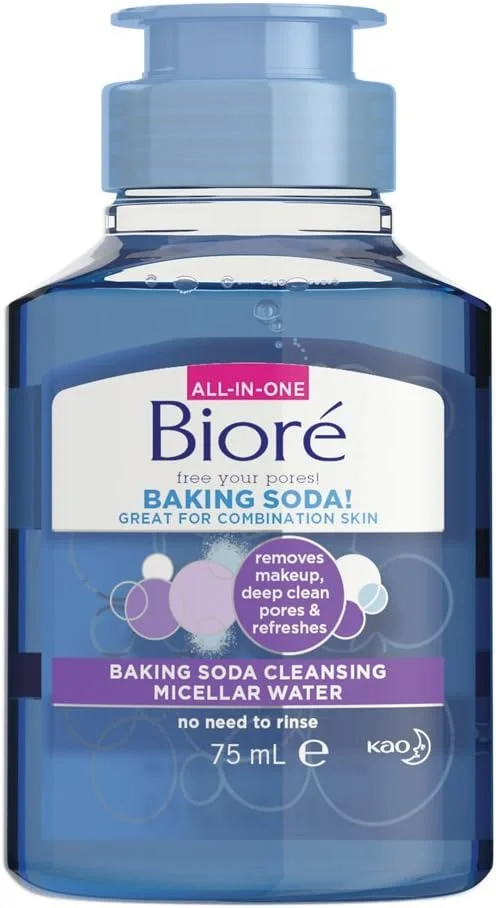 میسلار واتر پاک کننده آرایش حاوی جوش شیرین Biore مناسب پوست مختلط، سایز مسافرتی، 75 میلی لیتر