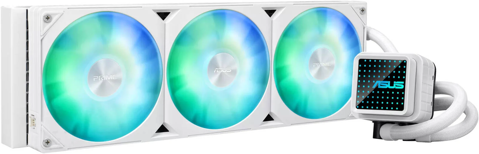 خنک کننده مایع پردازنده ASUS Prime LC 360 aRGB، رادیاتور 360 میلی‌متری، 3 عدد فن یکپارچه PRIME LC 36025، سرعت فن 2200 دور در دقیقه، جریان هوای 75.7 CFM، روکش لاستیکی 400 میلی‌متری، سفید | 90RC0102-B0EAY0