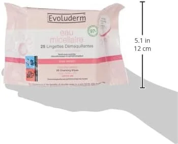 دستمال مرطوب پاک کننده آرایش میسلار Evoluderm، بسته 25 عددی
