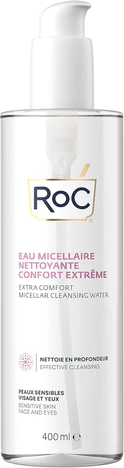 آب پاک کننده میسلار پوست حساس Roc Extra Comfort، مناسب صورت و چشم، موثر در کاهش خطر آلرژی، 400 میلی لیتر