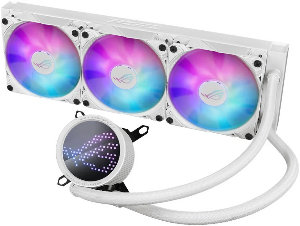 خنک کننده مایع پردازنده ASUS ROG Ryuo III 360 AIO، پمپ Asetek نسل 8، LED ماتریس انیمه، سرعت 2200 دور در دقیقه 3 عدد فن، سرعت پمپ 2600 دور در دقیقه، LGA 1700,1200,115X / AM5,AM4، سفید | 90RC00I2-M0UAY0