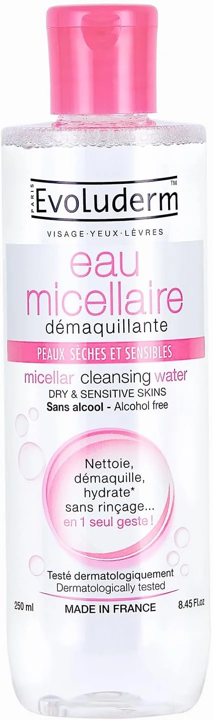 آب پاک کننده میسلار Evoluderm مناسب پوست خشک و حساس - 250 میلی لیتر