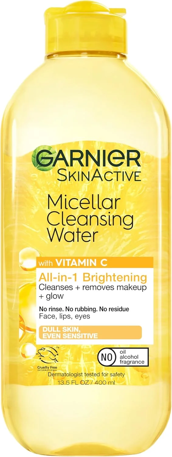 آب پاک کننده میسلار گارنیه SkinActive حاوی ویتامین C، برای پاکسازی پوست، پاک کردن آرایش و روشن کردن پوست کدر، 400 میلی لیتر (بسته بندی ممکن است متفاوت باشد)