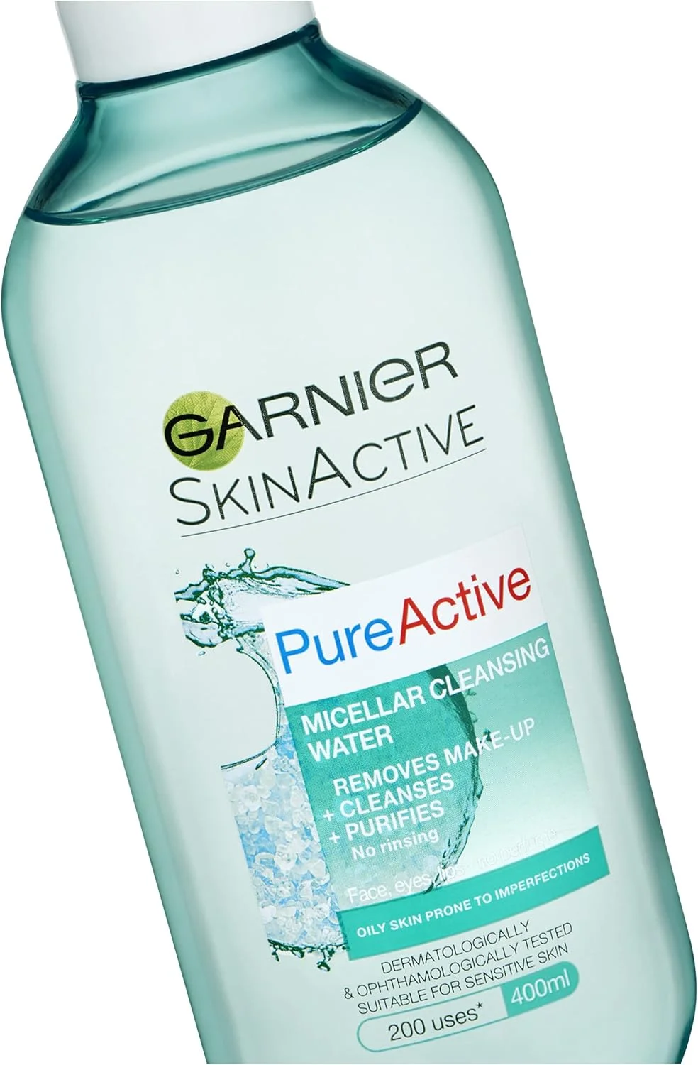 میسلار واتر پوست چرب گارنیه مدل Pure Active حجم 400 میلی لیتر، پاک کننده ملایم صورت و پاک کننده آرایش صورت، لب و چشم - پاک کننده و مات کننده پوست مختلط تا چرب، بهترین استفاده با پدهای سازگار با محیط زیست
