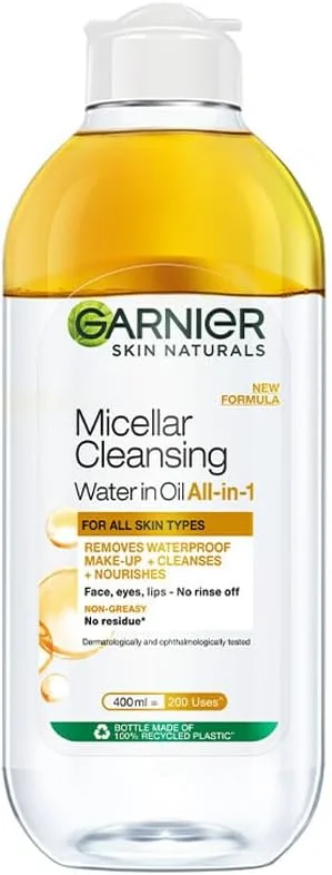 آب پاک کننده آرایش گارنیه مدل Skin Naturals حاوی روغن، 400 میلی لیتر