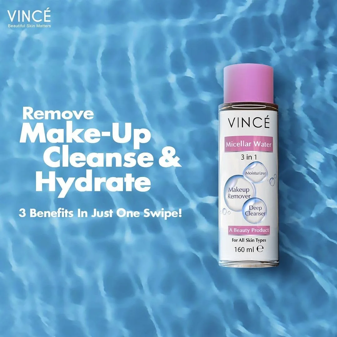 میسلار واتر وینس – پاک کننده همه کاره – به آرامی آرایش، آلودگی ها، کثیفی و چربی را پاک می کند – آبرسانی می کند، سوزش را تسکین می دهد و پوست را تمیز، انعطاف پذیر و صاف می کند – مناسب برای انواع پوست، 160 میلی لیتر