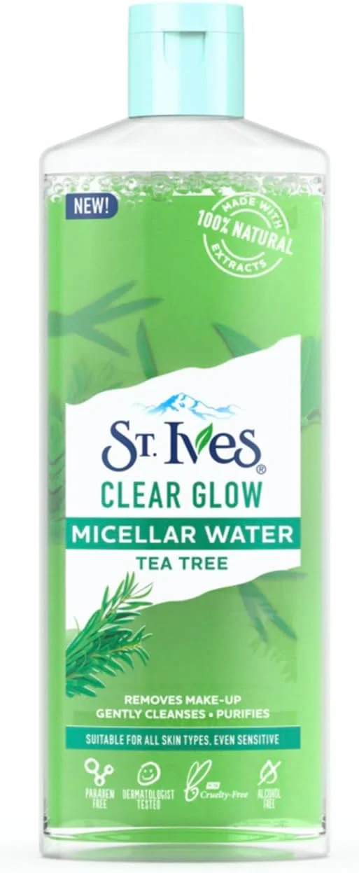 میسلار واتر پاک کننده آرایش 3 در 1 سنت ایوز حاوی عصاره درخت چای 100% طبیعی | پاک کننده ملایم | تونر و پاک کننده آرایش | بدون پارابن | بدون الکل و غیر چرب | تست شده توسط متخصصین پوست | 400 میلی لیتر