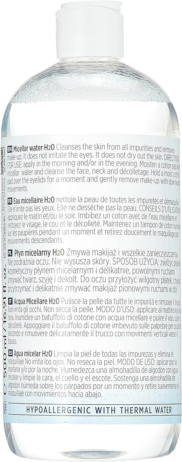 آب پاک کننده آرایش میسلار درمنا هیدراین 3 مدل H20 حجم 500 میلی لیتر