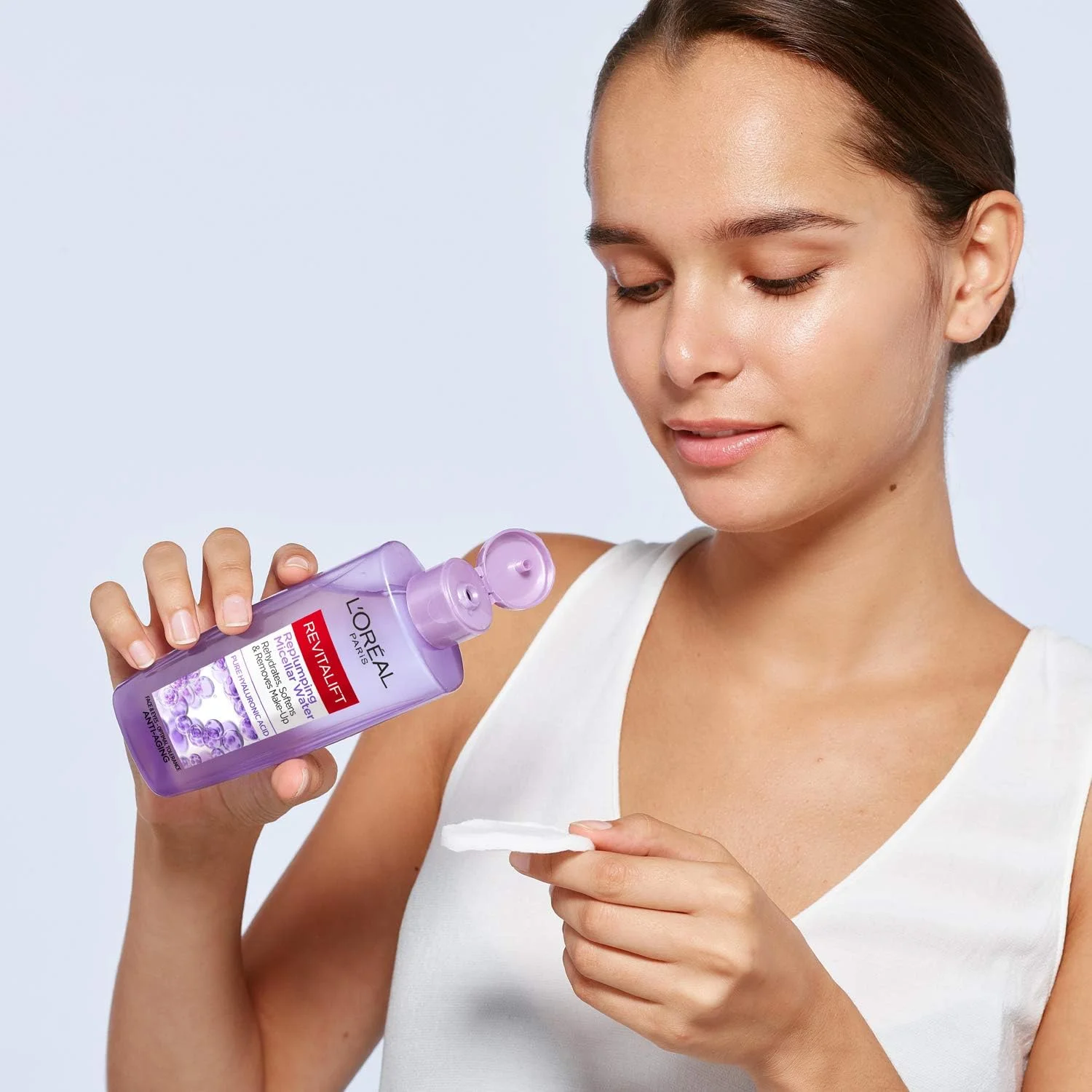 آب میسلار آبرسان هیالورونیک لورآل پاریس، پاک کننده صورت ضد پیری با اسید هیالورونیک خالص، پاک کننده آرایش، Revitalift Filler، 200 میلی لیتر