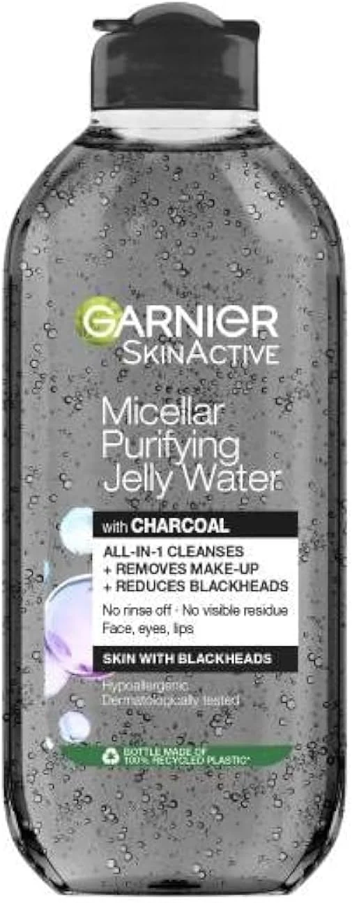 ژل پاک کننده میسلار گارنیه SkinActive، 400 میلی لیتر، پاک کننده همه کاره، پاک کننده آرایش، کاهش دهنده جوش های سر سیاه، تست شده توسط متخصص پوست، قابل استفاده با پدهای سازگار با محیط زیست
