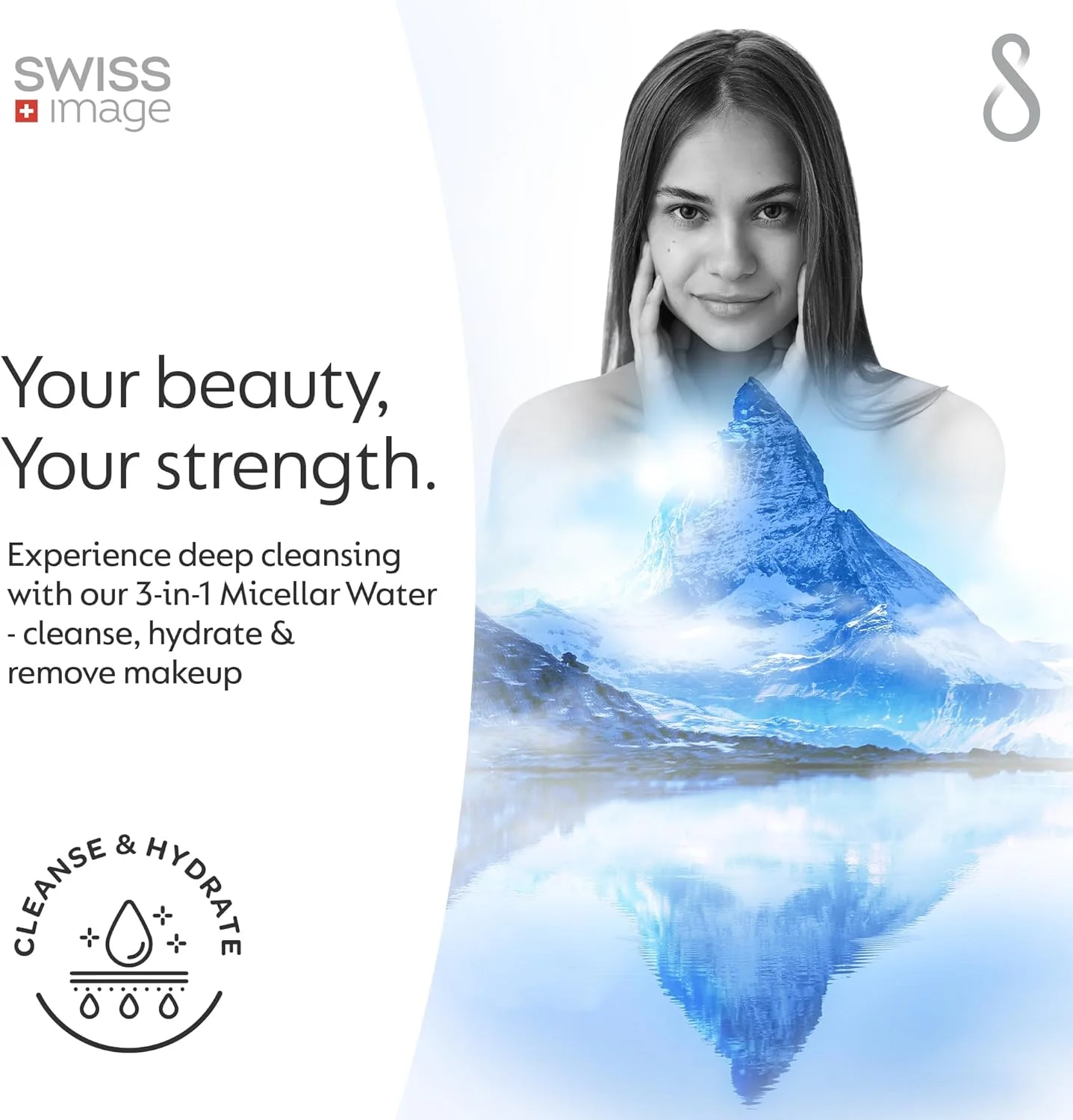 میسلار واتر دو فاز سوییس ایمیج 400 میلی لیتر | پاک کننده آرایش 3 در 1 صورت، چشم و لب | غیر چرب، پاک کننده آرایش، آبرسان و طراوت بخش و بدون نیاز به آبکشی | مناسب انواع پوست | ساخت سوییس