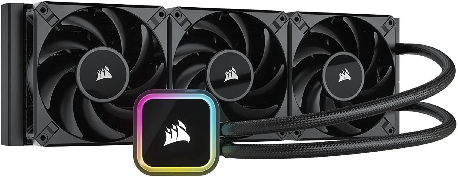 خنک کننده مایع پردازنده Corsair iCue H150i RGB Elite، سایز رادیاتور 360 میلی‌متر، طول لوله 400 میلی‌متر، سرعت فن 400-1850 دور در دقیقه، جریان هوای فن 10.9 - 59.1 CFM، سطح نویز 10 - 31.5 dBa، 3 فن، مشکی | CW-9060060-WW