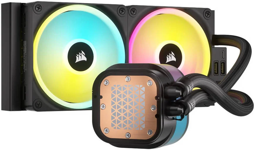 خنک کننده مایع پردازنده Corsair iCUE LINK H100i 240mm RGB AIO، رادیاتور 240 میلیمتری با فنهای QX120 RGB، سرعت تا 2400 دور در دقیقه، جریان هوای 63.1 CFM، سوکتهای Intel 1700 و AMD AM5، مشکی | CW-9061001-WW خنک کننده مایع پردازنده Corsair iCUE LINK H100i 240mm RGB AIO، رادیاتور 240 میلیمتری با فنهای QX120 RGB، سرعت تا 2400 دور در دقیقه، جریان هوای 63.1 CFM، سوکتهای Intel 1700 و AMD AM5، مشکی | CW-9061001-WW