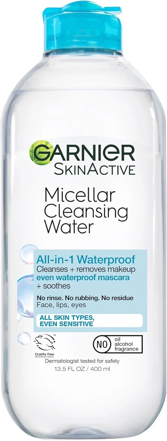 میسلار واتر گارنیه برای آرایش ضد آب، پاک کننده و آبرسان صورت، مناسب برای پوست حساس، وگان، بدون تست حیوانی، 400 میلی لیتر