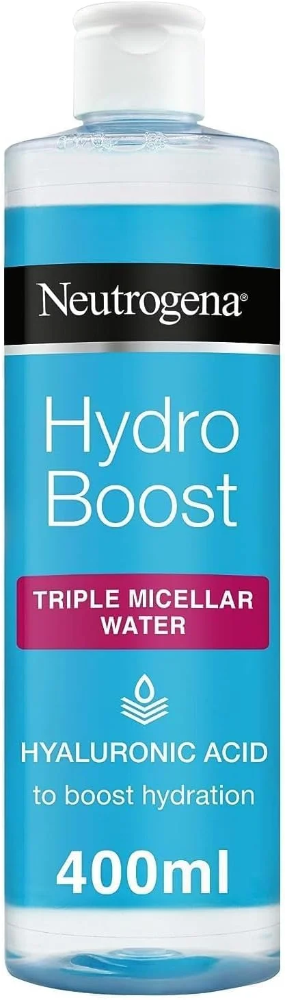پاک کننده میسلار واتر نوتروژینا Hydro Boost حاوی هیالورونیک اسید آبرسان، پاک کننده آرایش، آلودگی و چربی، غیر کومدون زا و بدون الکل، 400 میلی لیتر