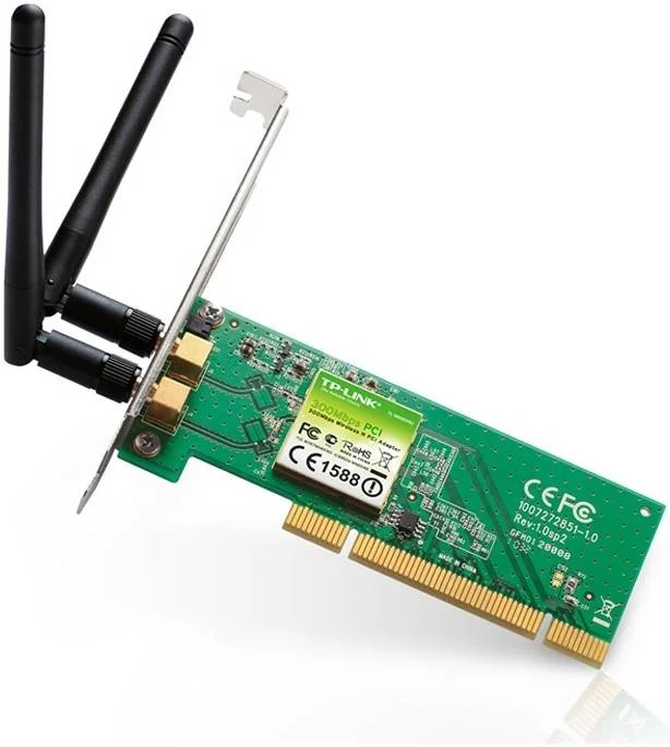 آداپتور PCI بی‌سیم N تی‌پی‌-لینک، آنتن همه‌جهته و جداشدنی، فناوری MIMO، سرعت بی‌سیم تا 300 مگابیت بر ثانیه، دارای گواهینامه FCC و RoHS | TL-WN851ND