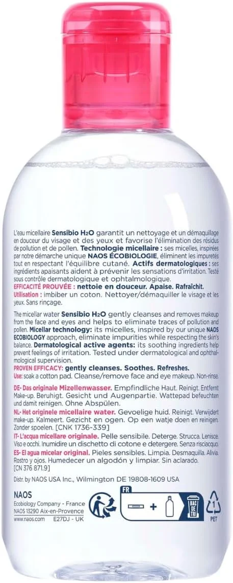 محلول پاک کننده آرایش بایودرما Sensibio H2O حجم 250 میلی لیتر