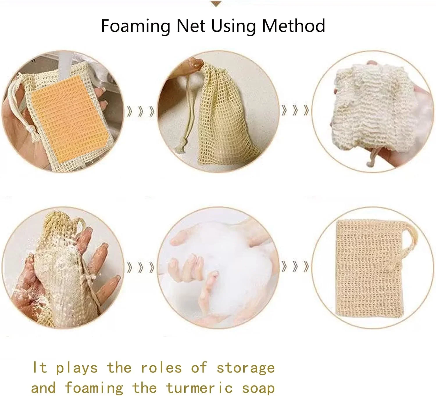 صابون زردچوبه و کوجیک اسید 3 عددی به همراه کیسه توری حباب ساز دست ساز، صابون زردچوبه، عسل و لیمو کوجیک اسید برای صورت و بدن حاوی ویتامین C