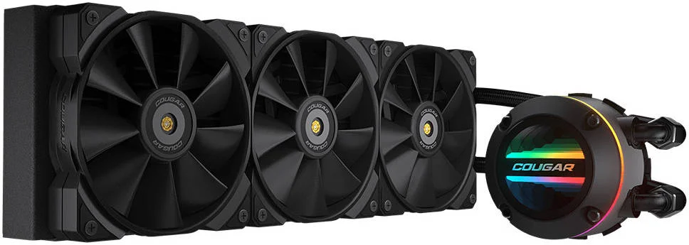 خنک کننده مایع پردازنده مرکزی Cougar Poseidon GT 360 ARGB AIO، فن های PWM با سرعت 2000 دور در دقیقه، 4.24 mmH2O، جریان هوای 82.48 CFM، بلوک آب چرخشی ZrO₂ Bearing، 2510-3Pin، LGA 115X 1700، AMD AM5 / AM4، مشکی | GT 360 ARGB