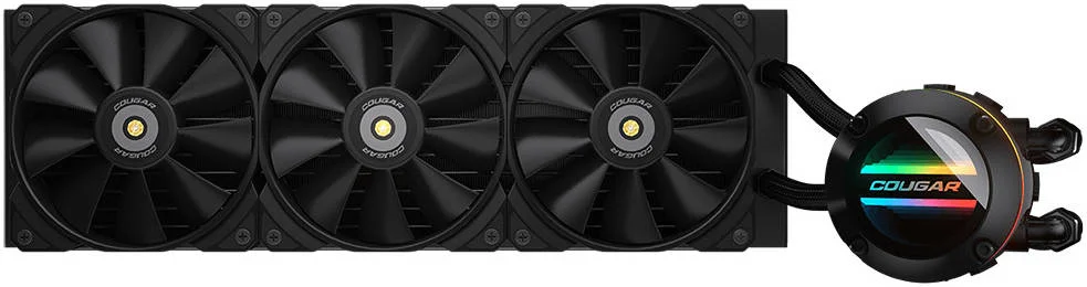 خنک کننده مایع پردازنده مرکزی Cougar Poseidon GT 360 ARGB AIO، فن های PWM با سرعت 2000 دور در دقیقه، 4.24 mmH2O، جریان هوای 82.48 CFM، بلوک آب چرخشی ZrO₂ Bearing، 2510-3Pin، LGA 115X 1700، AMD AM5 / AM4، مشکی | GT 360 ARGB