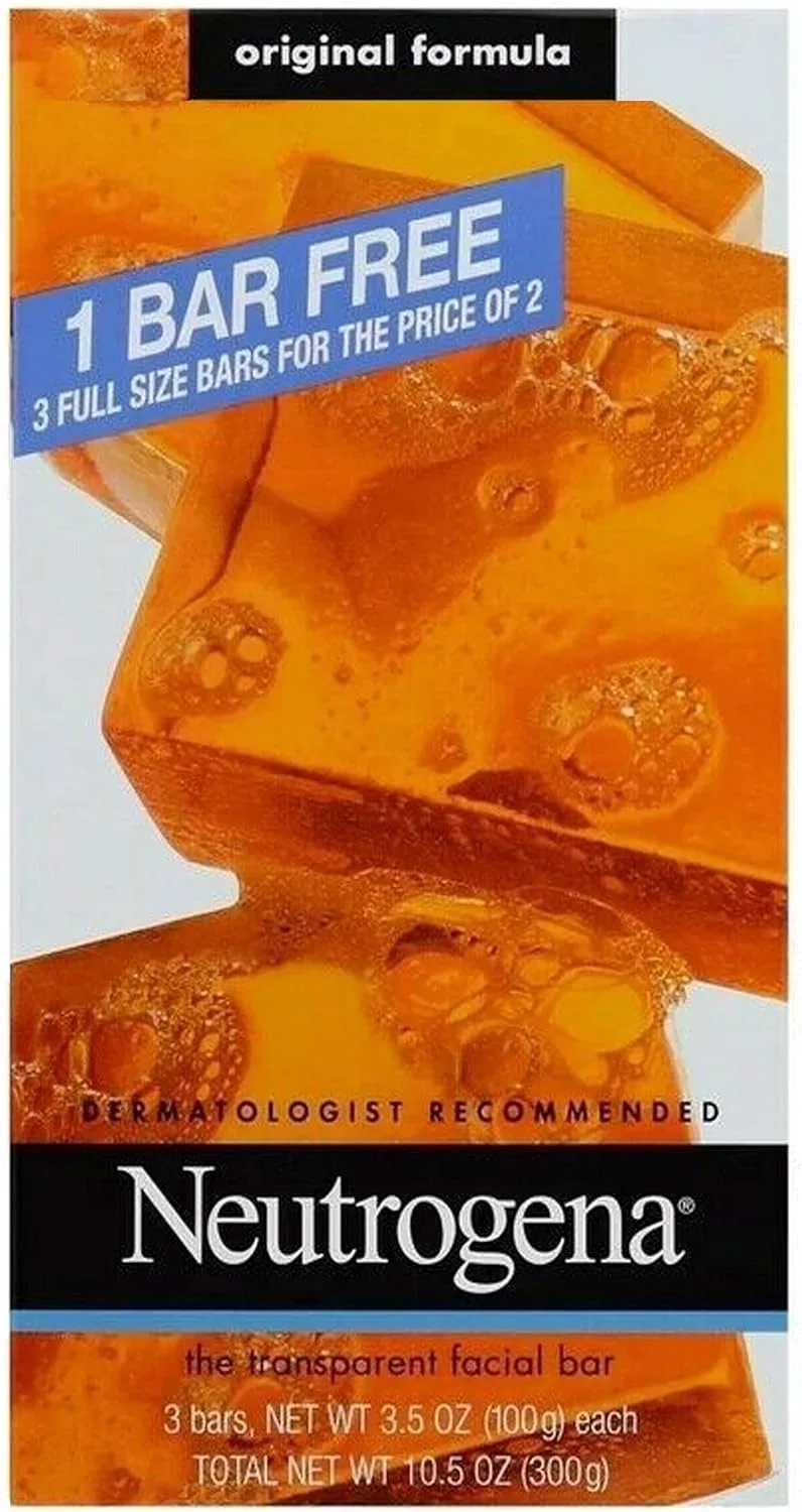 بسته ویژه صابون شفاف صورت نوتروژینا، فرمول اصلی، 3 عدد