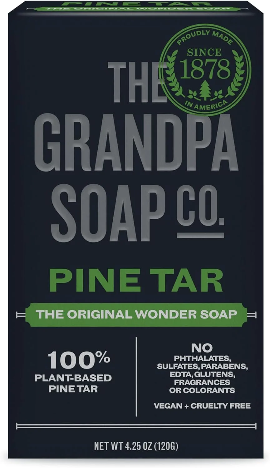 صابون قطران کاج شرکت Grandpa Soap، صابون شگفت انگیز اصلی | پاک کننده، خوشبو کننده و مرطوب کننده 3 در 1 | 4.25 اونس