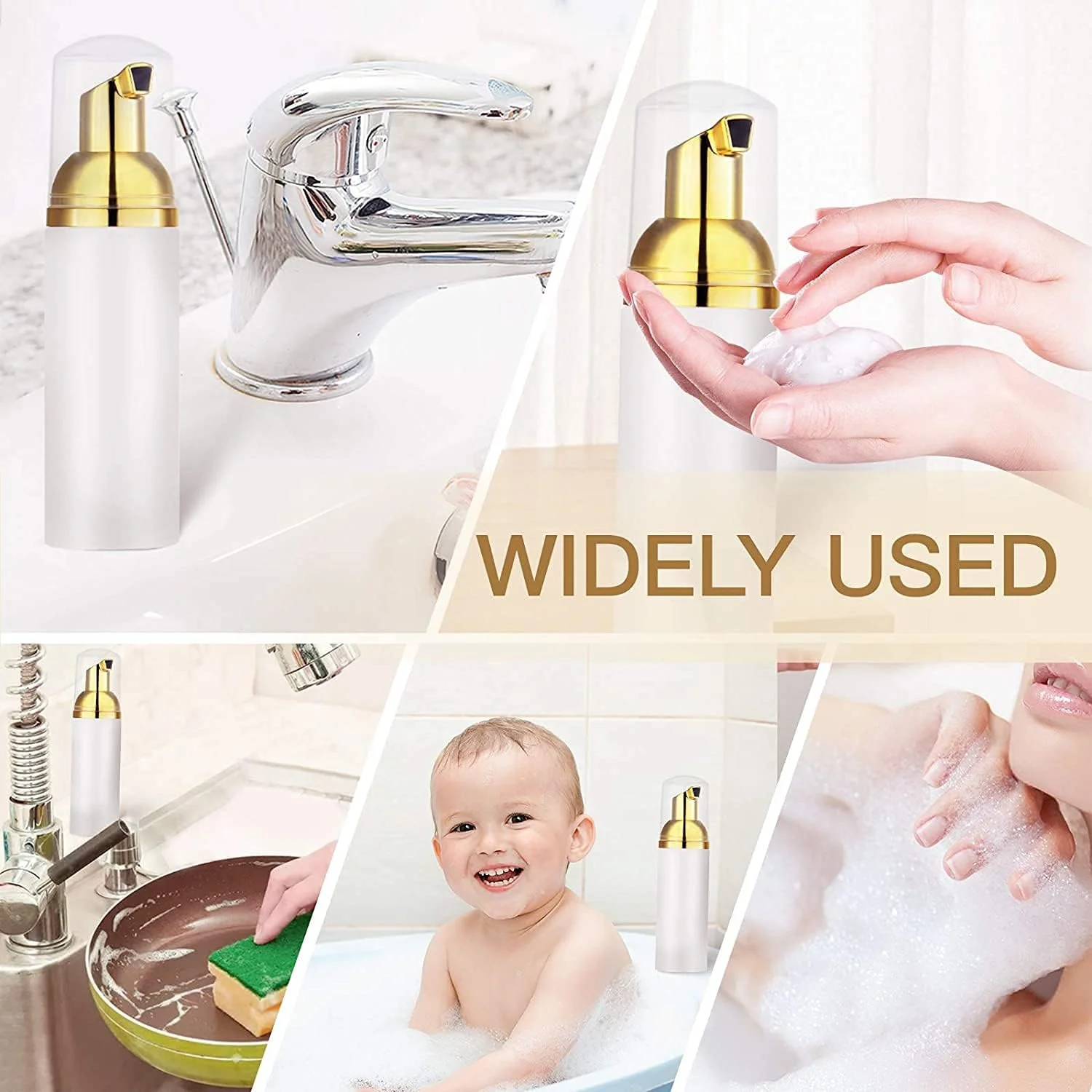 بطری فوم SYOSI، ظروف قابل شارژ، پخش کننده بطری پمپ فوم سفید، صابون فوم کوچک خالی، برای صابون دست سایز مسافرتی، پاک کننده مژه (60 میلی لیتر، 2 اونس، 3 بسته)