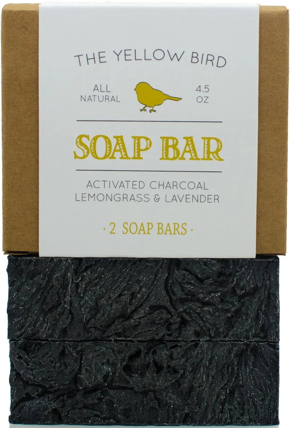 صابون زغال پرنده زرد (بسته 2 عددی) پاک کننده طبیعی بدن و صورت برای آقایان و بانوان. دست ساز، وگان، ارگانیک، مواد اولیه غیر تراریخته. صابون سیاه پاک کننده صورت برای پوست چرب.