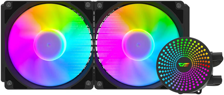 خنک کننده مایع پردازنده DarkFlash Radiant DC 240 aRGB، پشتیبانی از Intel و AMD، طول لوله 400 میلی متر، سرعت 3200 دور در دقیقه، جریان هوای 84.2CFM، مصرف برق 7.20W، مشکی | DC-240-Black