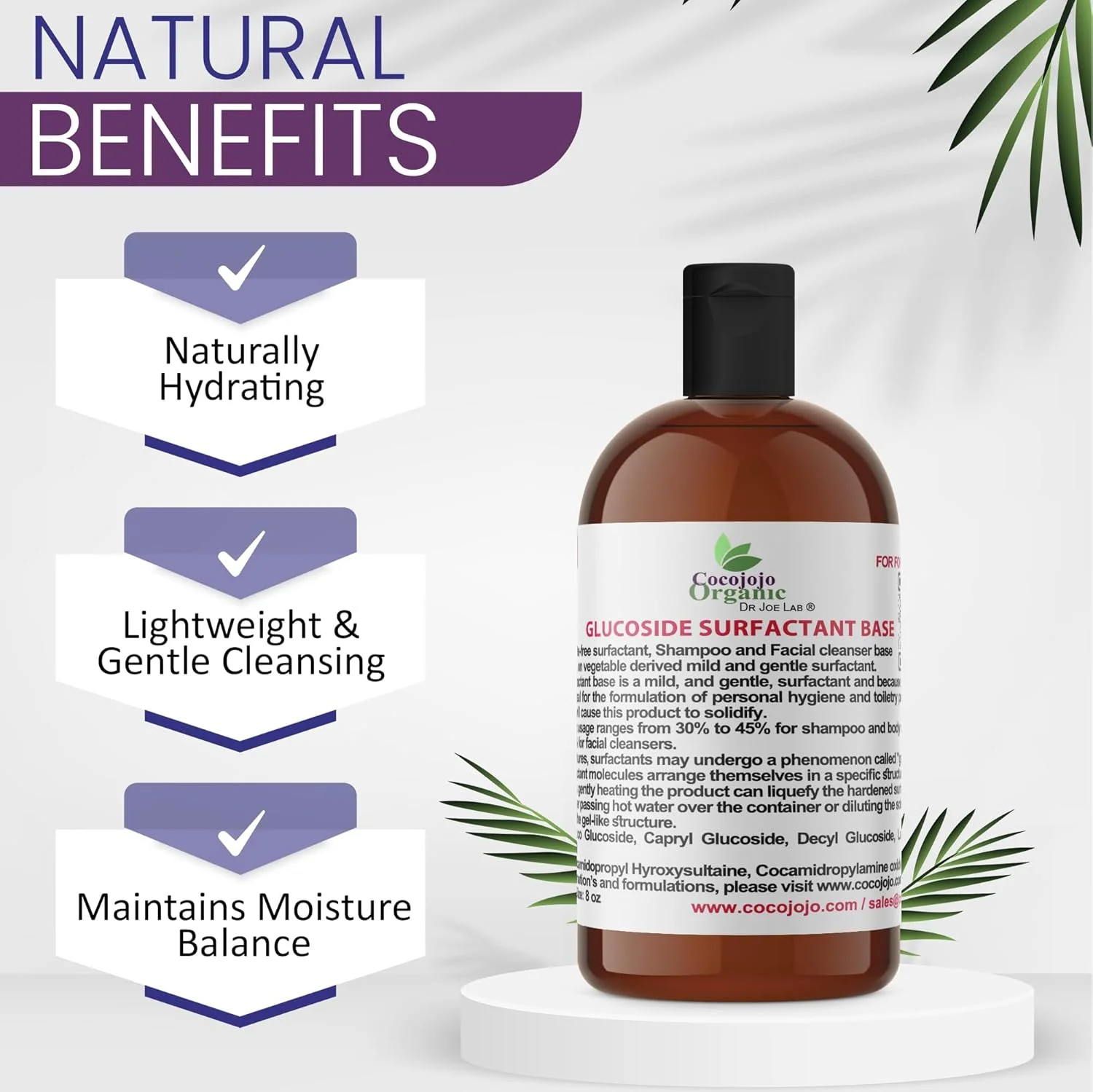 دسیل گلوکوزید سورفکتانت طبیعی - 236 میلی لیتر - طبیعی، مشتق شده از گیاهان، غیر تراریخته، زیست تخریب پذیر - برای فرمولاسیون ها و مراقبت از پوست DIY - برای ژل های دوش، کف کننده، صابون بدن، شامپوها، پاک کننده های صورت