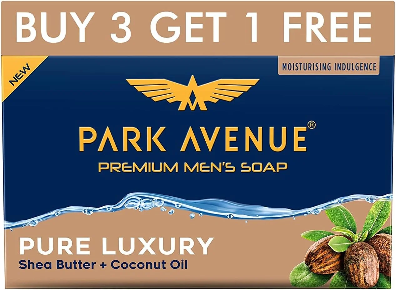 صابون مردانه پریمیوم پارک آونیو، شی باتر + روغن نارگیل، 125 گرم، 3 عدد بخر 1 عدد هدیه بگیر، چند منظوره