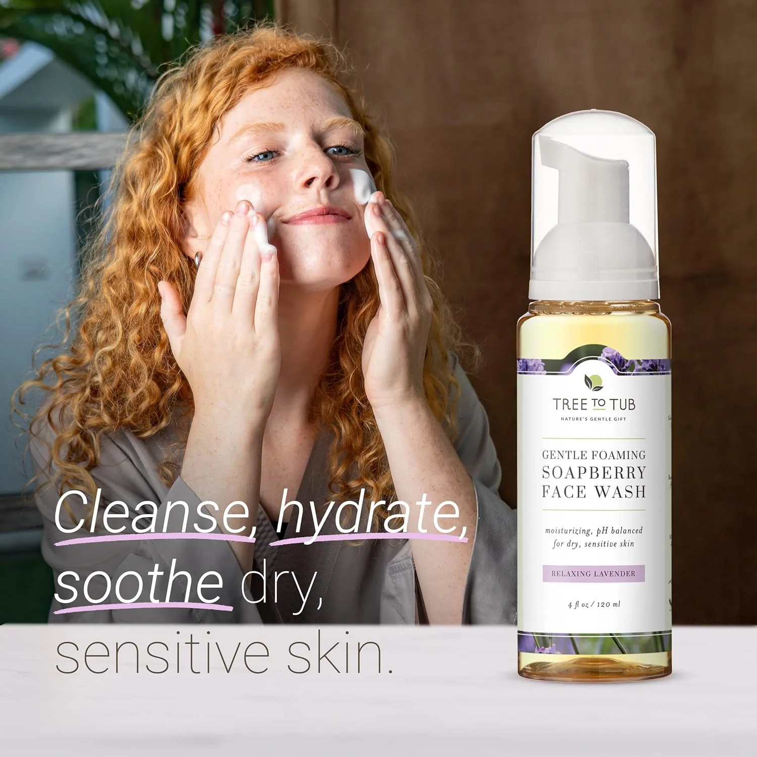 شوینده ملایم صورت Tree To Tub برای پوست خشک و حساس - پاک کننده مرطوب کننده و ملایم صورت برای خانم ها و آقایان، شوینده صورت آبرسان و فومینگ، صابون صورت روزانه با آلوئه ورا ارگانیک، روغن اسطوخودوس کاملا طبیعی شوینده ملایم صورت Tree To Tub برای پوست خشک و حساس - پاک کننده مرطوب کننده و ملایم صورت برای خانم ها و آقایان، شوینده صورت آبرسان و فومینگ، صابون صورت روزانه با آلوئه ورا ارگانیک، روغن اسطوخودوس کاملا طبیعی