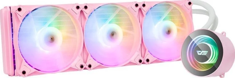 خنک کننده مایع DarkFlash Twister DX360 AIO 360mm، نورپردازی ARGB LED، سایز فن 120mm، سرعت فن 800-2000 دور در دقیقه، سطح نویز 19-25dBA، بلبرینگ Fluid Dynamic، صورتی | DX-360PK