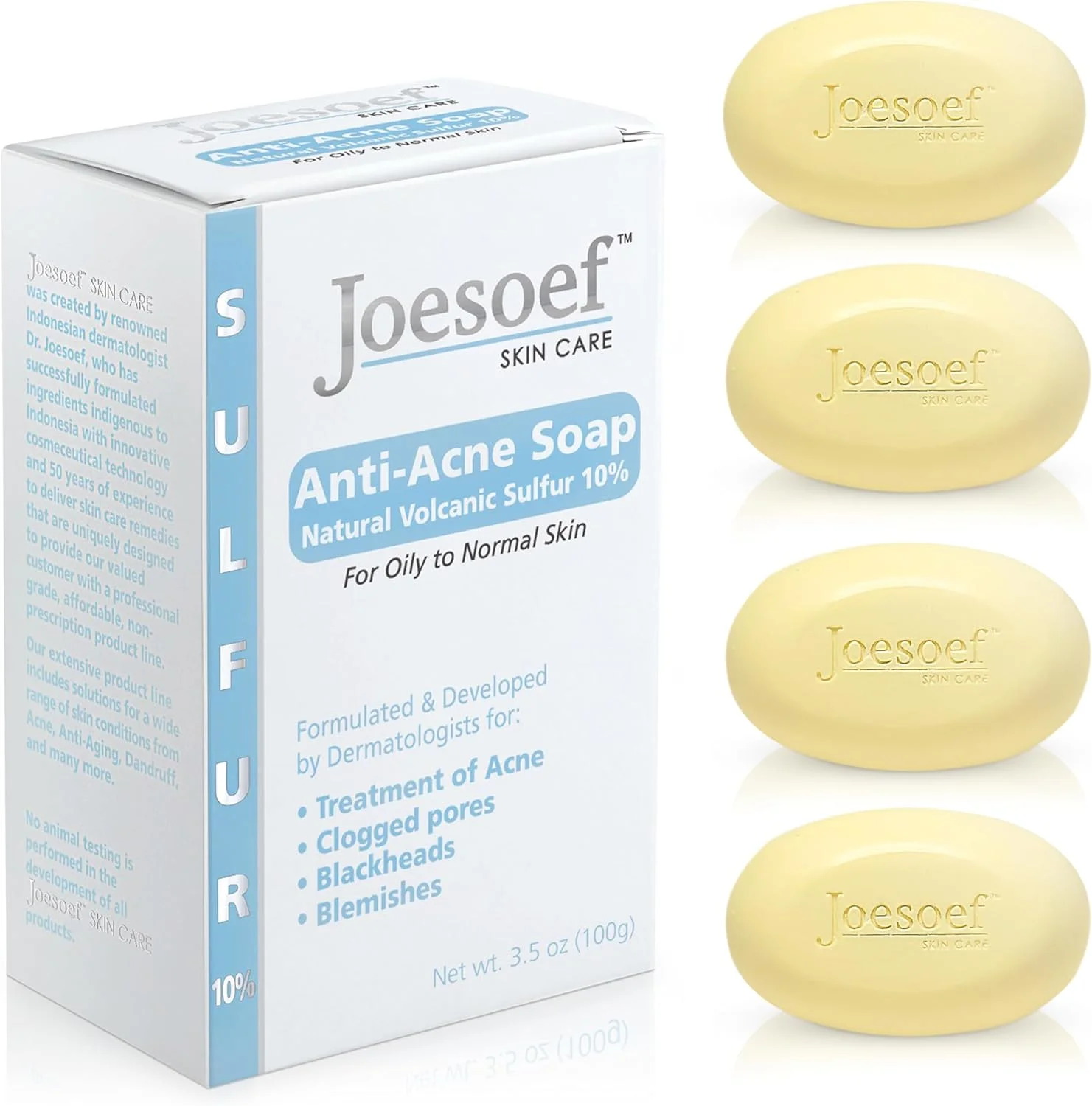 صابون گوگرد مراقبت از پوست جوزف - پاک کننده صورت ضد جوش صابون گوگرد 100 گرمی بسته 4 عددی