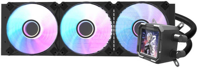 خنک کننده مایع پردازنده DarkFlash Wave DV360S، رادیاتور 360 میلی‌متری، 3 عدد فن 120 میلی‌متری aRGB، صفحه نمایش 3.2 اینچی IPS، جریان هوای فن 64.05CFM، سرعت فن 1800 دور در دقیقه، سطح نویز 30dBa، بلوک آب پایه مسی، مشکی | DV360S