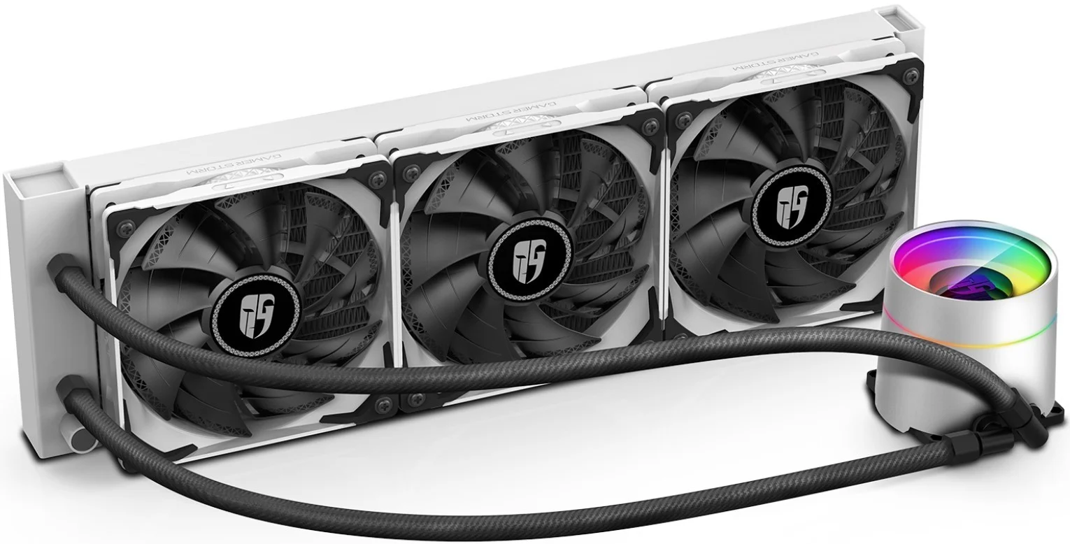 خنک کننده مایع پردازنده دیپ کول گیمر استورم Castle 360EX سفید، 360 میلی متری با نورپردازی RGB قابل تنظیم، پمپ دو محفظه ای، برای اینتل و AMD - سفید I DP-GS-H12W-CSL360EXWH