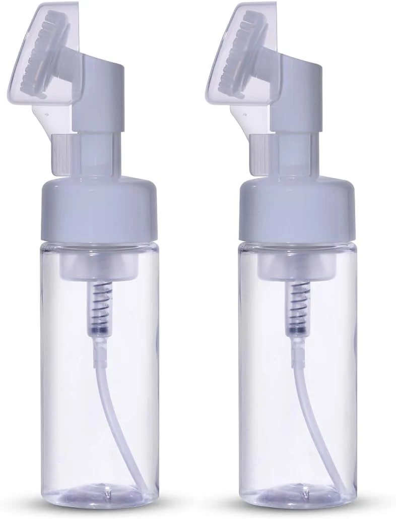 آیورودا بادی کر ABC 2 عدد بطری فوم ساز 150 میلی لیتری شفاف خالی صابون، بطری فوم موس، پمپ پخش کننده پاک کننده صورت با سر برس تمیز کننده ماساژ فوم سیلیکونی