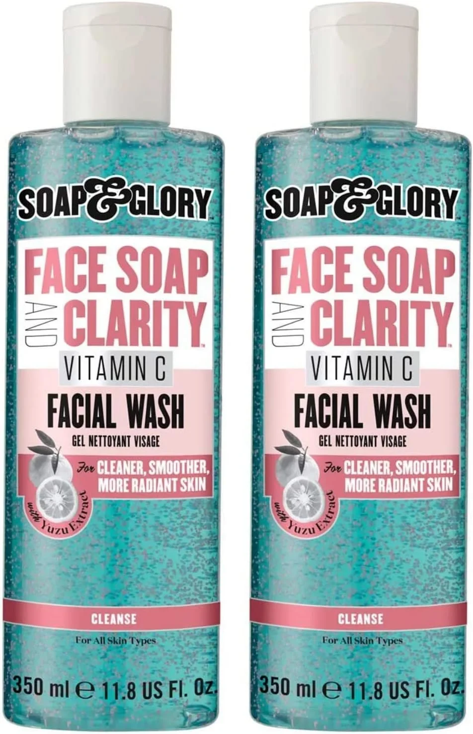 فوم شستشوی صورت روزانه سم زدا و روشن کننده ویتامین سی Soap And Glory مدل Clarity حجم 350 میلی لیتر بسته 2 عددی - شوینده صورت مناسب هدیه تولد، روز ولنتاین و روز مادر
